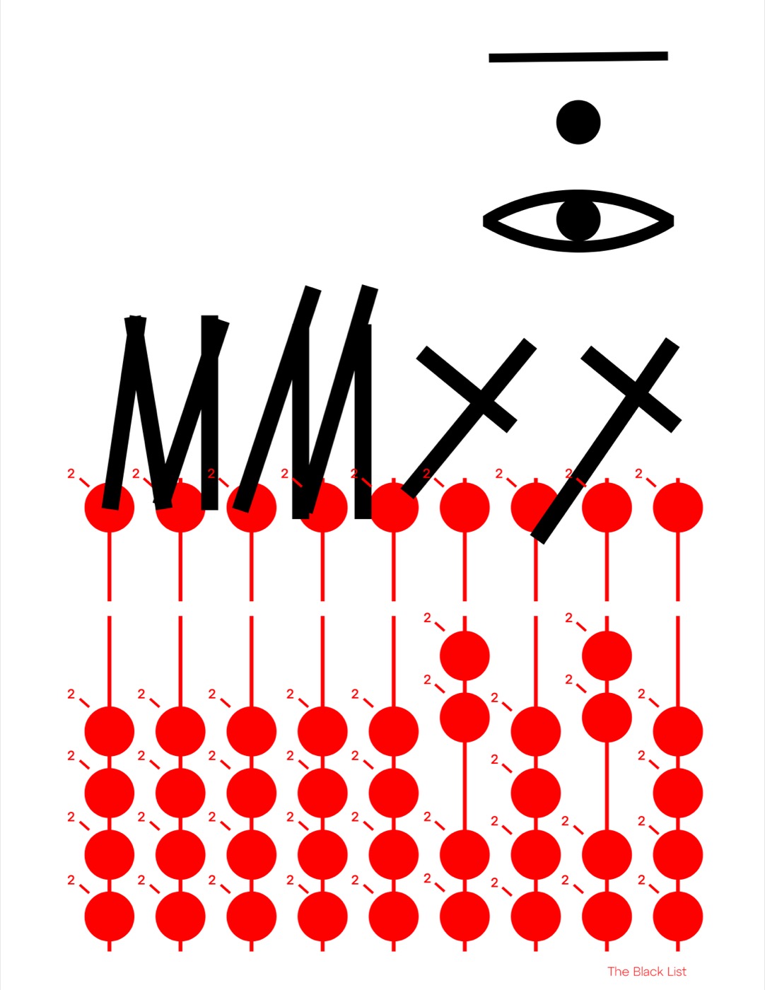 The cover of the 2020 Black List, an abacus of red beads under the numerals MMXX